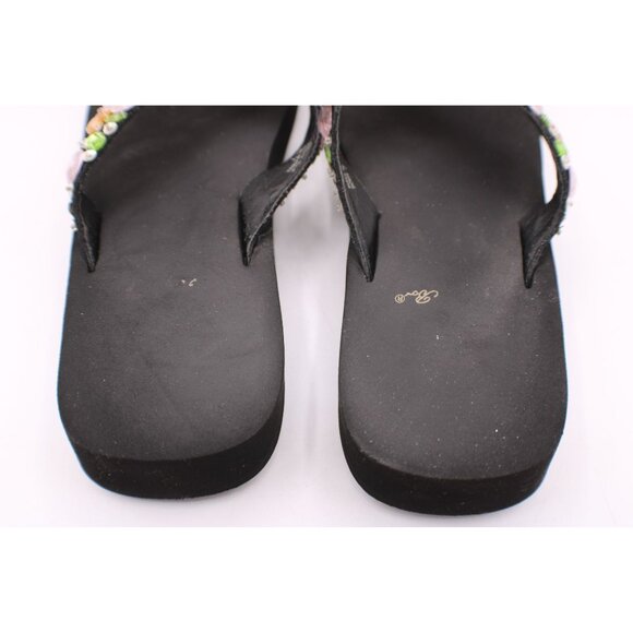 Yellow Box Sandals Doris Size 7 Black w/ Rhinestone Gems Embellished Flip Flops - Picture 7 of 11